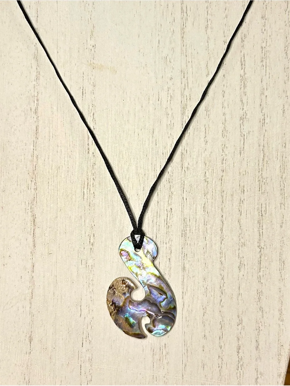 Iridescent Artisan Abalone Shell Pendant Coastal Statement Necklace